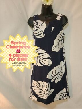 Banana Republic Navy and White Leaf Pattern Mini Dress